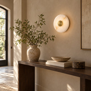 Selune Round Alabaster Wall Sconce