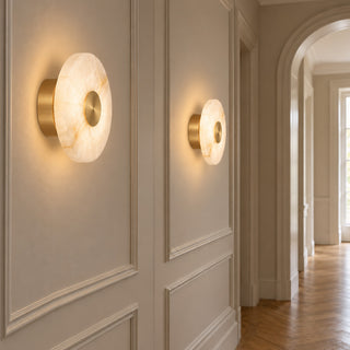 Selune Round Alabaster Wall Sconce