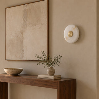Selune Round Alabaster Wall Sconce