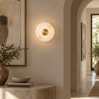 Selune Round Alabaster Wall Sconce