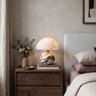 Lunara Serie Alabaster-Tischleuchte mit Akku