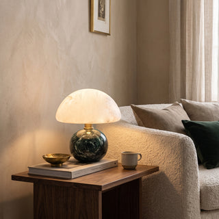 Lunara Serie Alabaster-Tischleuchte mit Akku