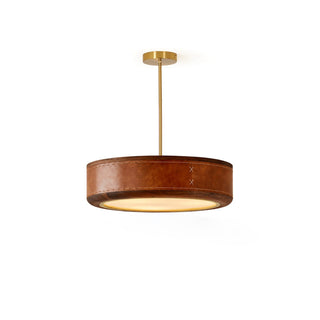 Saddle Leather Drum Pendant Lamp