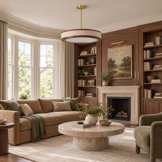 Saddle Leather Drum Pendant Lamp