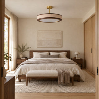 Saddle Leather Drum Pendant Lamp
