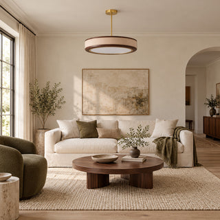 Saddle Leather Drum Pendant Lamp