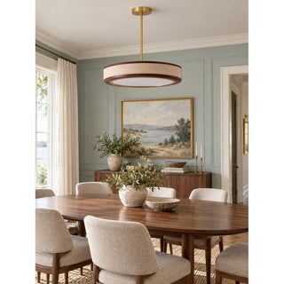Saddle Leather Drum Pendant Lamp