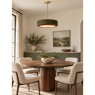 Saddle Leather Drum Pendant Lamp