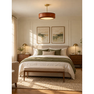 Saddle Leather Drum Pendant Lamp