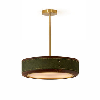 Saddle Leather Drum Pendant Lamp
