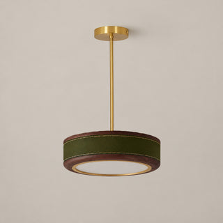 Saddle Leather Drum Pendant Lamp