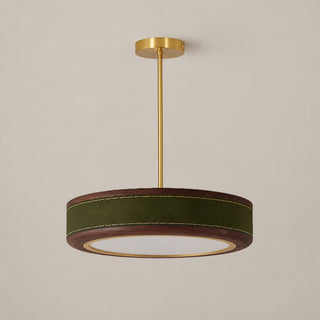 Saddle Leather Drum Pendant Lamp