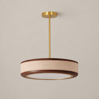 Saddle Leather Drum Pendant Lamp