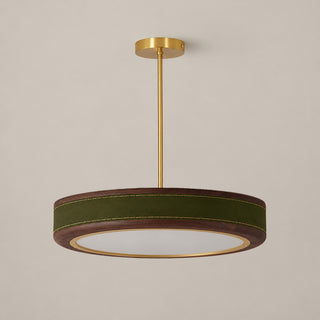Saddle Leather Drum Pendant Lamp