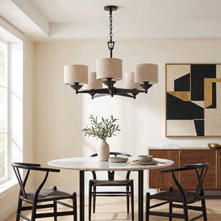 Daelen Linen Drum Chandelier