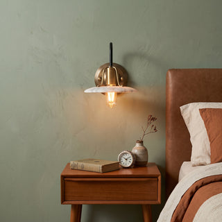 Lyren Gooseneck Alabaster Sconce