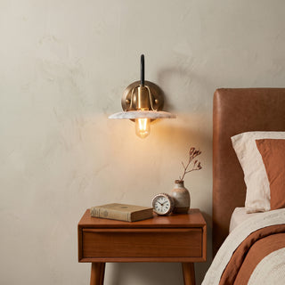 Lyren Gooseneck Alabaster Sconce