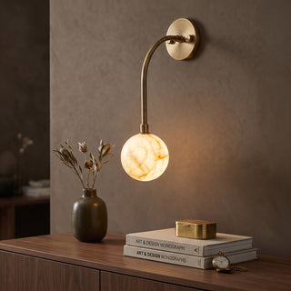 Olyris Gooseneck Alabaster Sconce