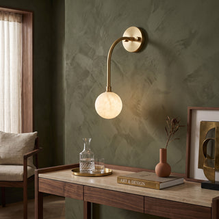 Olyris Gooseneck Alabaster Sconce