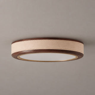 Saddle Leather Drum Flush Mount Ceiling Lamp