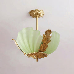 Brass & Green Glass