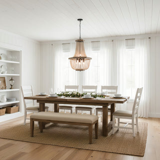 Wood Bead Candle Style Chandelier