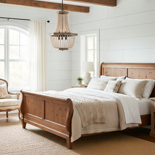 Wood Bead Candle Style Chandelier